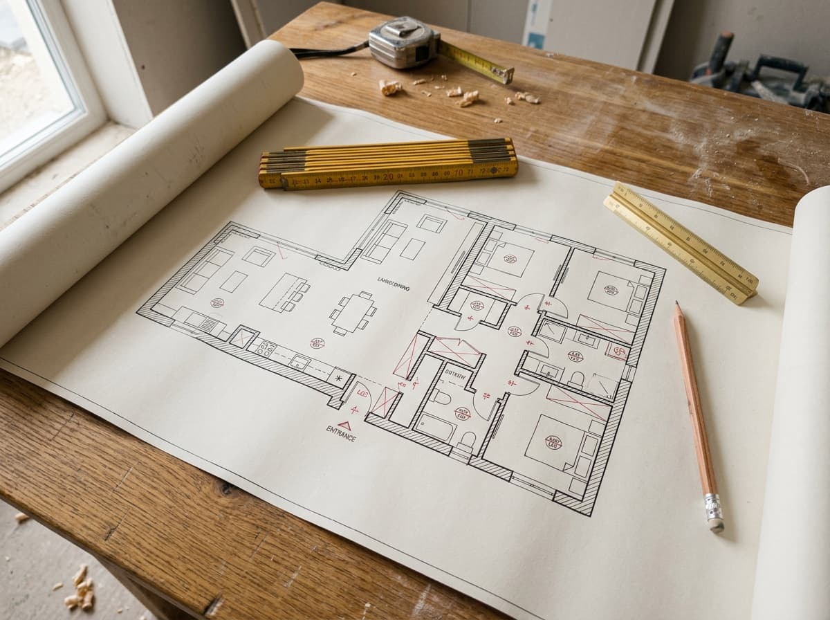 Plan avant-après d'un appartement T4 reconfiguré en T5 par Domea Rénovation à Strasbourg